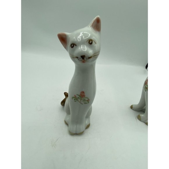 2 Vintage Hand Painted Porcelain Cat Figurines Kittens 6 inches - Picture 15 of 16